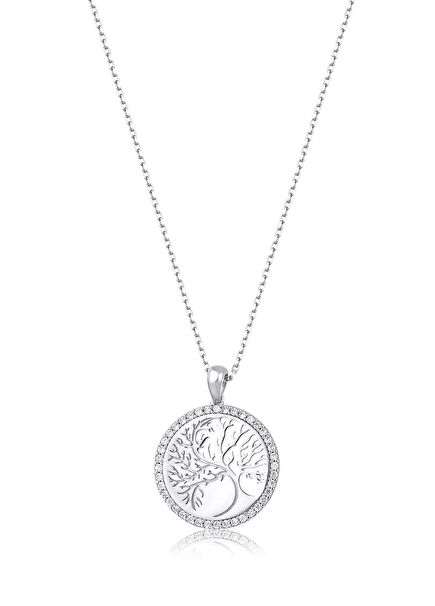 Zircon Stone 925 Sterling Silver Tree of Life Women's Necklace