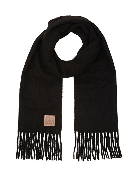 Siyah Kadın Yün Karışımlı Şal