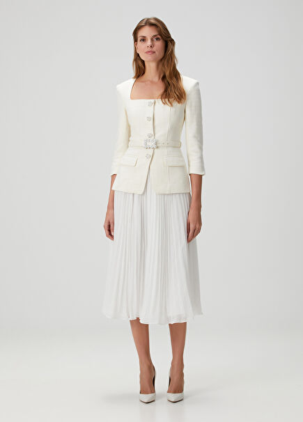 Cream Midi Jacket Dress