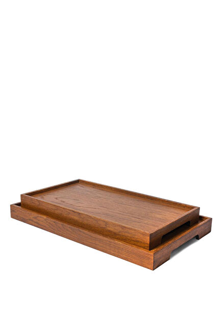 Edge Serisi Kahverengi Ahşap Servis Tepsisi