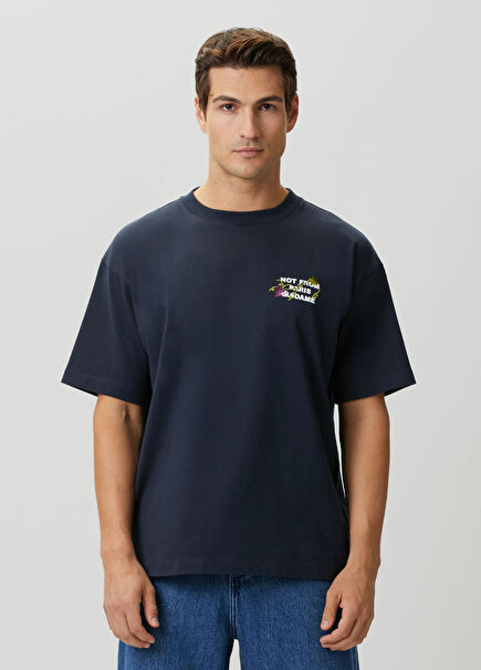 Lacivert Logo Baskılı T-shirt