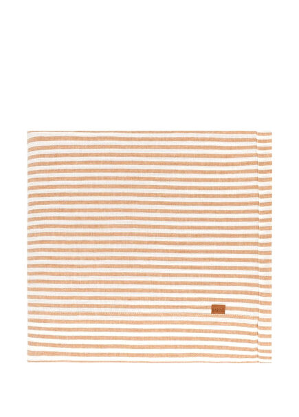 Linen Taba Çizgili Keten Masa Örtüsü 150 x 320 cm