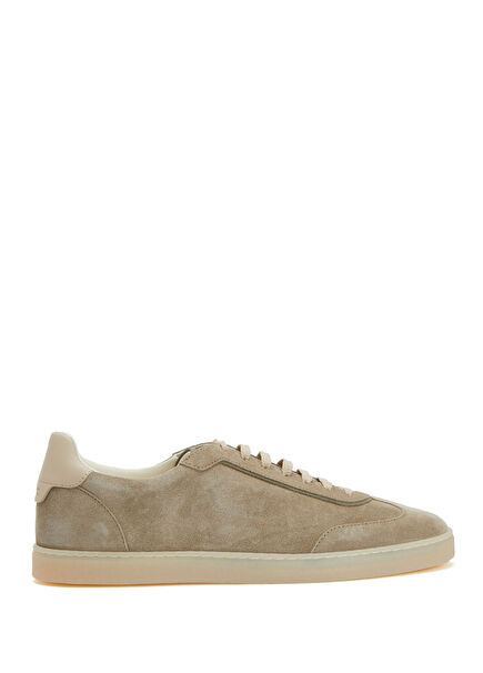 Beige Men's Suede Sneakers
