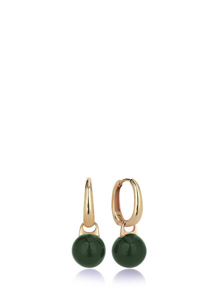 Neomi Juggler Dark Green Enamel Top 14K Gold Women's Earrings