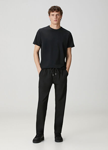 Black Waist Corded Pants