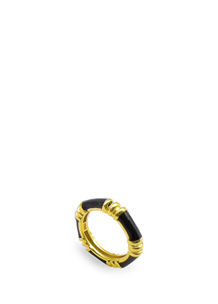 Lea Gold Black Women's Silver Ring