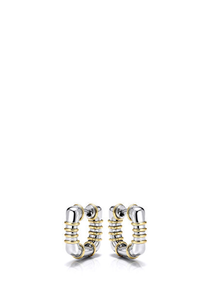 Sticks Rhodium Plated Women's Hoop Earrings