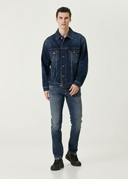 Lacivert Logo Detaylı Jean Pantolon