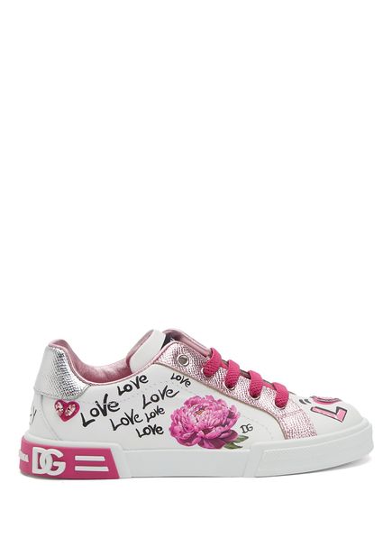 Multicolored Girls Leather Sneakers