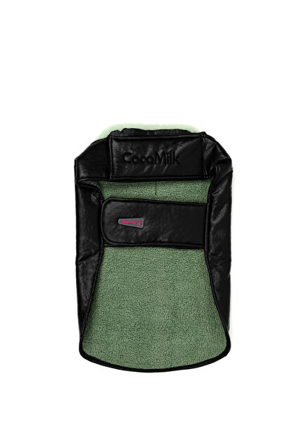 Yeşil Peluş Deri Büyük Irk Köpek Mont 