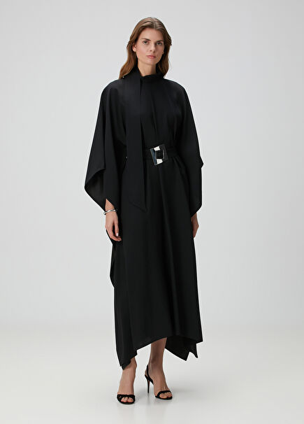Black Belted Midi Cocktail Dress