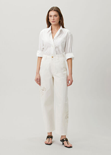 Halo White Embroidered Trousers