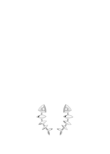 Fishbone Silver Women Earring