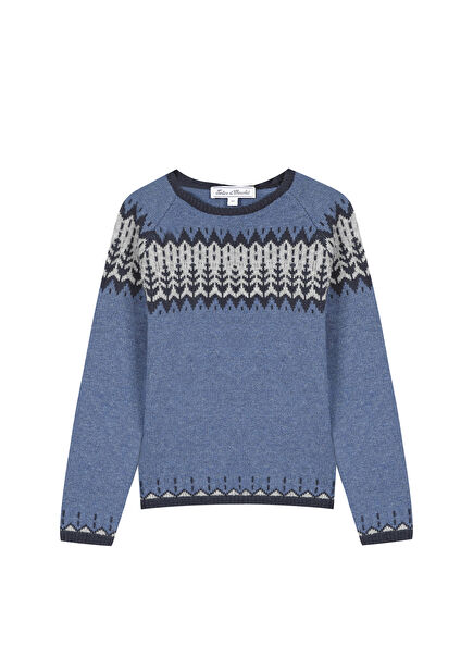 Blue Wool Patterned Boys' Sweater