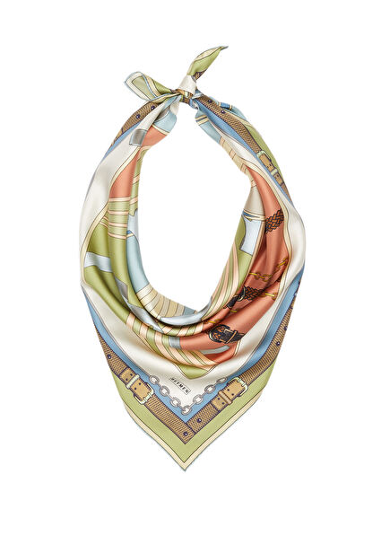 Çok Renkli Kurdele Desenli İpek Eşarp