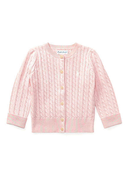 Pembe Örgü Dokulu Kız Bebek Hırka