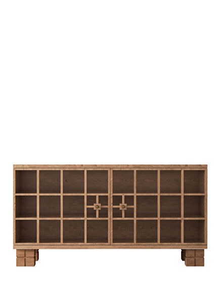 Frame Exposed Walnut Wood Sideboard