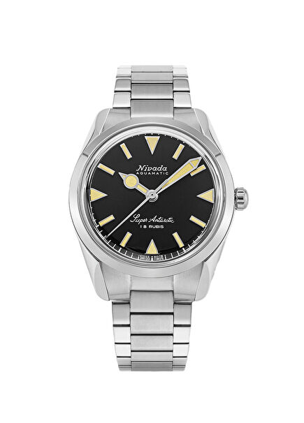 Nivada Grenchen Super Antarctic 35mm -Black Beige Luminova 35013M20 Hand-Wound Men's Wristwatch