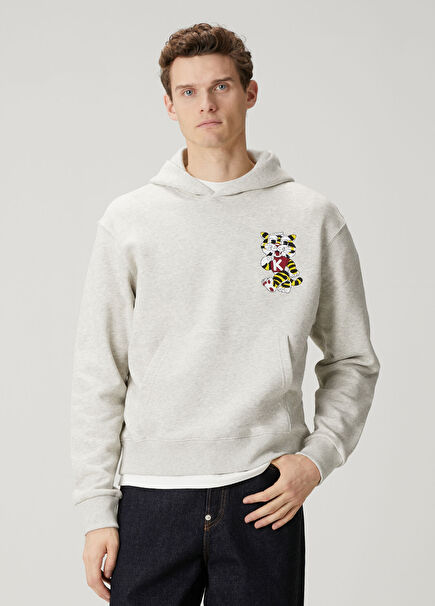 Wild Tiger Light Grey Hooded Sweatshirt