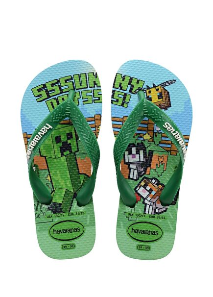 Minecraft Green Kids Beach Slippers