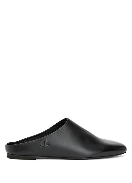 Siyah Kadın Deri Terlik