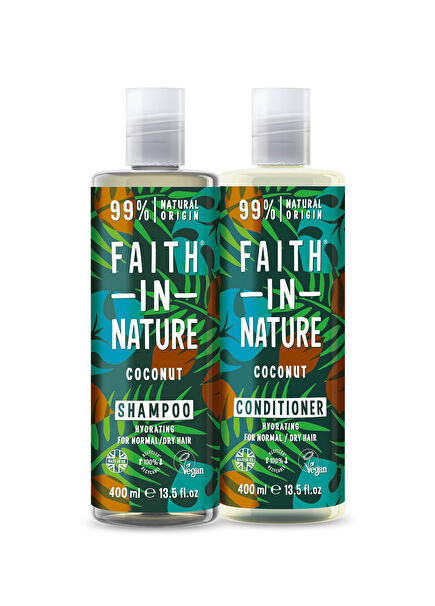 Hindistan Cevizi %99 Doğal Nemlendirici Saç Kremi ve Şampuan 2x400 ml