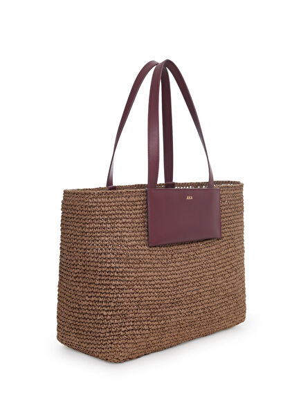 Myra Brown Raffia Leather Women's Beach Bag