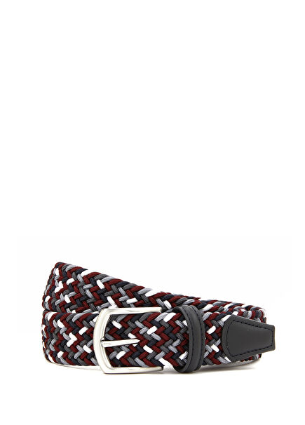 Colorblocked Örgü Dokulu Erkek Kemer