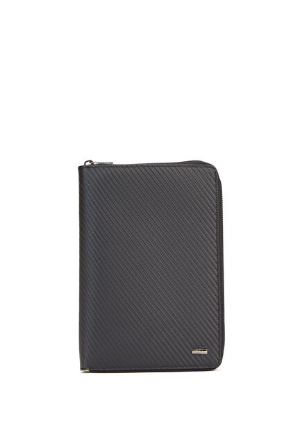 Siyah Örgü Dokulu Deri Organizer