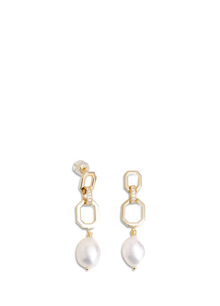 Helen Pearl 18K Yellow Gold Plated Silver Women's Earrings