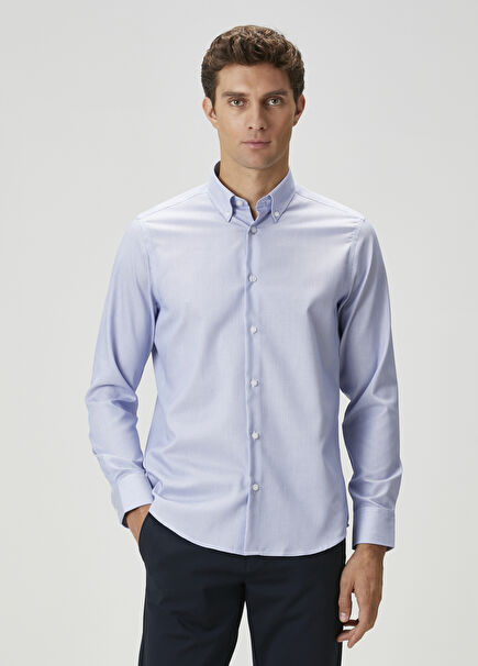 Comfort Fit Saks Beyaz Gömlek