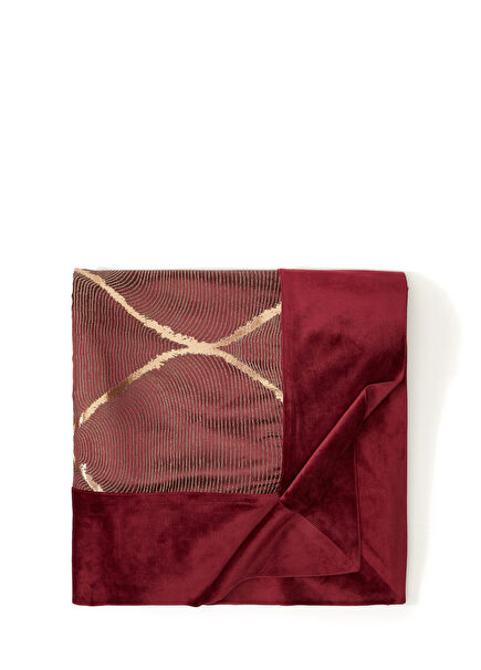 Bakırlı Bordo Keten Masa Örtüsü