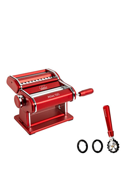 Atlas 150 Red Manual Pasta Machine & Pastawheel