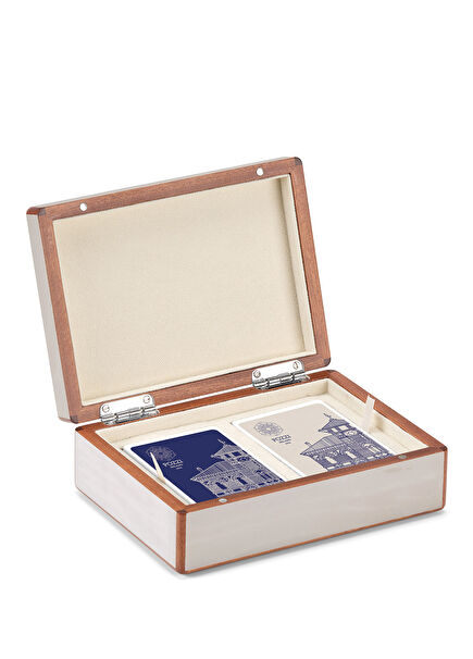 Timeless White Wooden Playing Card Box