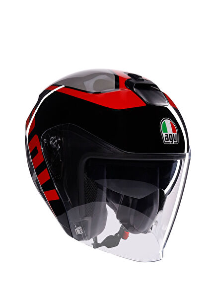 İrides Valenza Matt Gri Blk Kırmızı Açık Motosiklet Kaskı