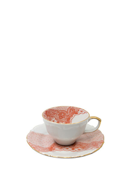 Volante Dentelle Red Porcelain Coffee Cup