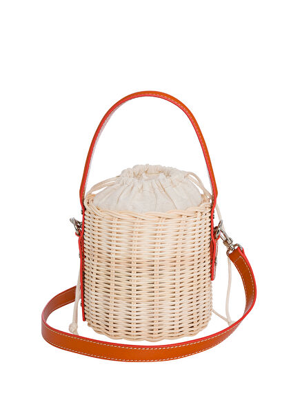 Roch Orange Rattan Beach Bag