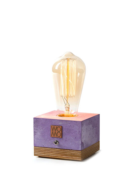 Beton Mor El Yapımı Masa Lambası