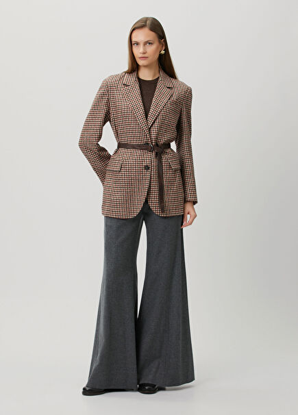 Dark Grey Flared Wool Trousers