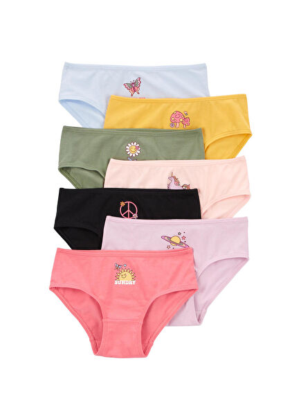 Colorful Girls' 7-Piece Panties Set