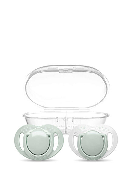 Powder Green Desenli Saklama Kutulu 6 Ay+ Silikon 2'li Ortodontik Emzik