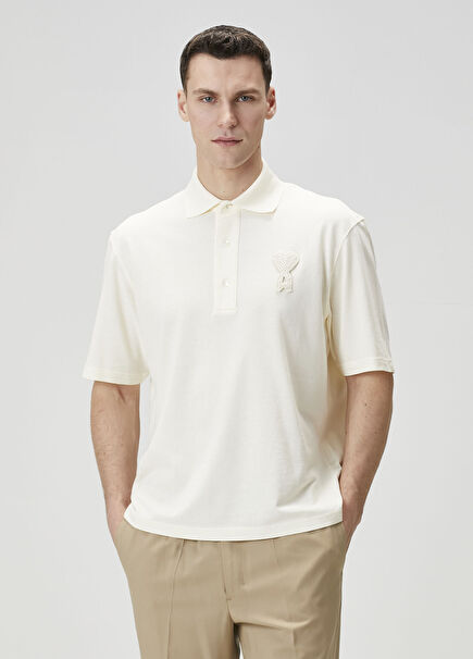 Boxy Fit Beyaz Polo Yaka T-shirt