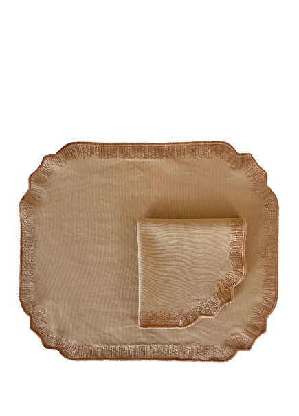 Alice Beige Gold American Service Napkin Set