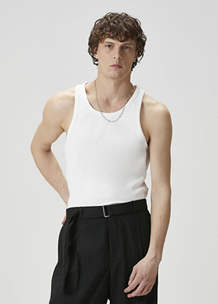 White Ribbed Tank Top