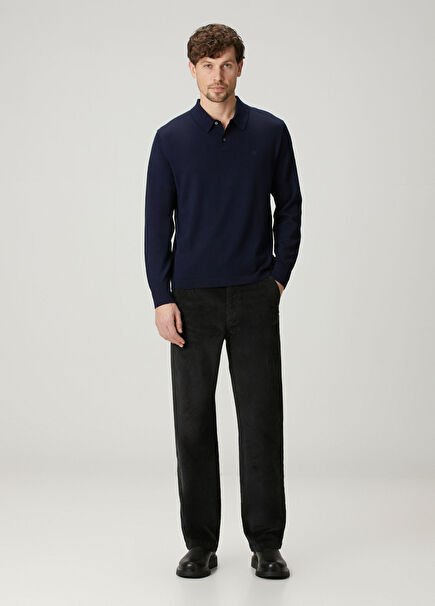 90s Straight Siyah Kadife Pantolon