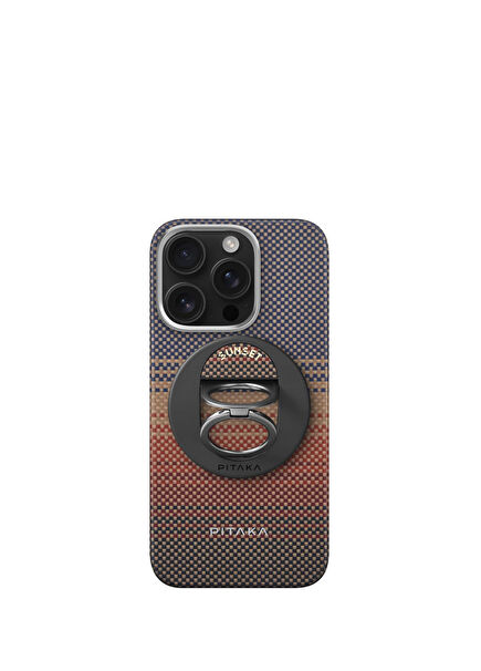 Tactile Woven Yüzük Standlı iPhone 16 Pro Max MagSafe Uyumlu Aramid Fiber Telefon Kılıfı