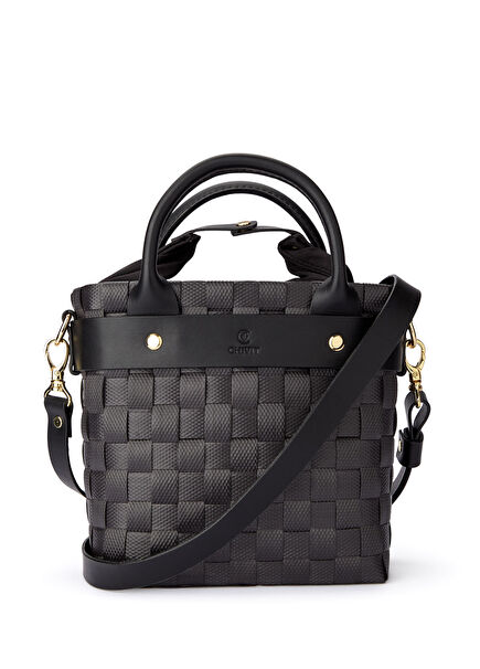 Aperlai Siyah Basket Bag El Yapımı Kadın Omuz Çantası