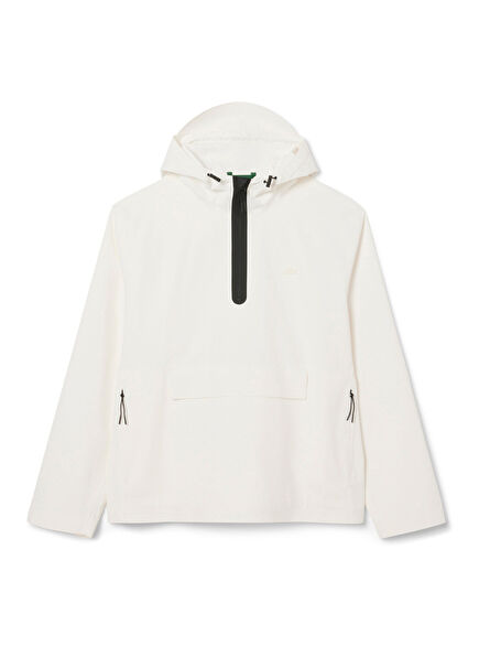 White Oversize Fit Hooded Men's Raincoat