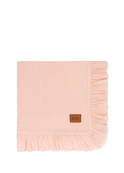 Frilled Linen Pembe Keten Masa Örtüsü 150 x 250 cm
