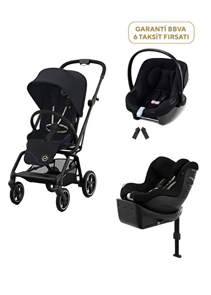 Eezy S 360 Twist+2 Black + Aton B2  Black + Adaptör + Sirona G + Black Bebek Arabası Set